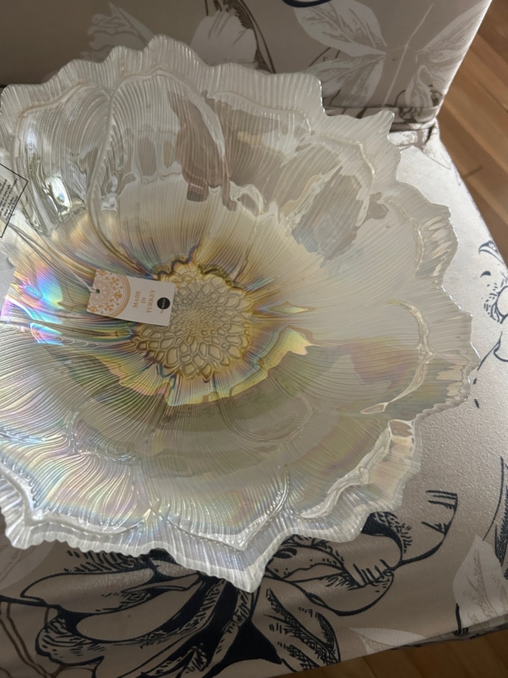 Iridescent Glass Flower Bowl